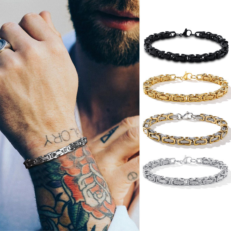 Vnox Fashion Byzantine Chain Bracelet, Men, Women, Boys, Waterproof Stainless Steel Connected Wristband,