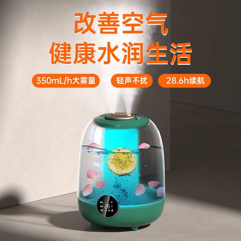 New Double Spray 3L Large Capacity Humidifier Household Desktop Heavy Mist Humidifier Water Replenishment Air Purifier