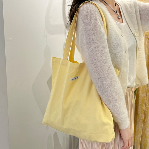 亚马逊跨境货源小鸡黄单肩帆布包女大学生上课包大容量帆布袋批发