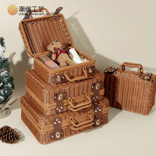 仿藤编手提箱复古收纳手提箱伴手礼品包装藤箱婚礼藤编箱圣诞礼盒