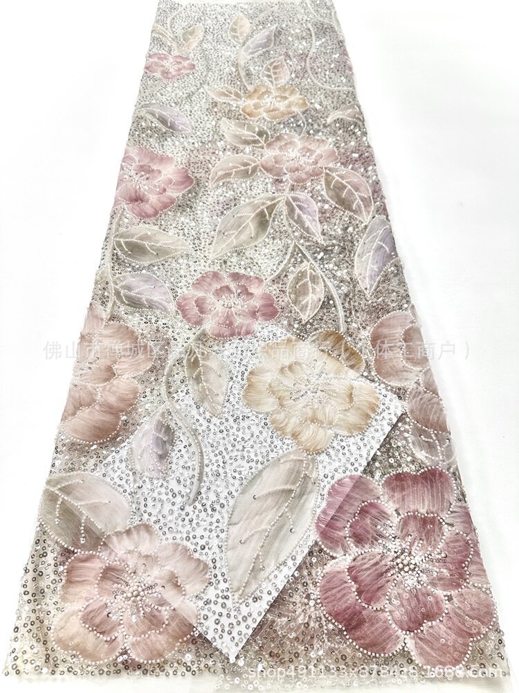 Francés Gaoding lujo ligero pequeño vestido de boda fresco cena vestido de moda tela de flores bordado image 15