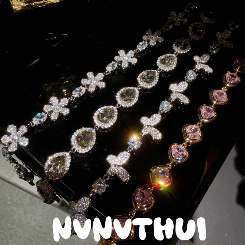 Jewelry Moonlight Stars and Butterflies Gemstone Bracelet Atmosphere-Creating Forget-Me-Not Flower Full Diamond Tennis Bracelet Jewelry Moonlight Stars and Butterflies Gemstone Bracelet Atmosphere-Creating Forget-Me-Not Flower Full Diamond Tennis Bracelet