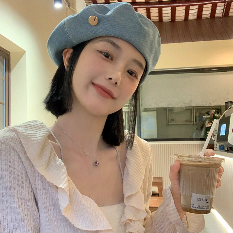 Women's Summer Denim Bell Cap Korean Style Versatile Face-Smaller Artist Hat Famous Big Head circumference Hat Wholesale