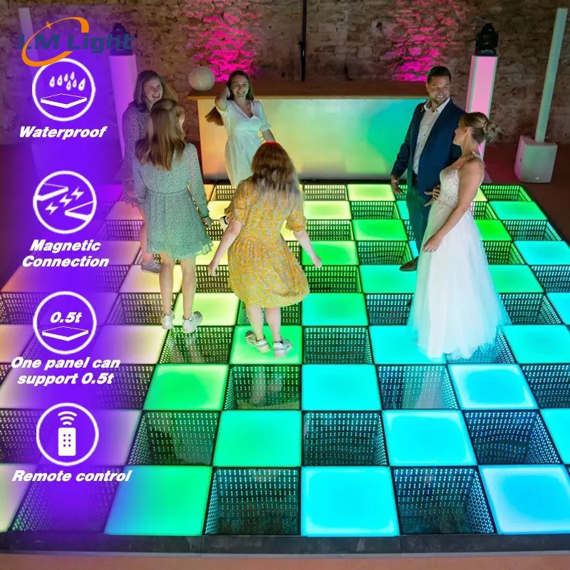 Baldosas LED con efecto abismo, pantalla de espejo de mil capas para escenario, pared de fotos, baldosas luminosas, baldosas para pista de baile de bar famosas en internet