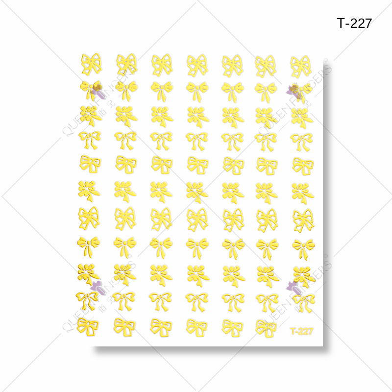 Dedo bowknot diamante bronceado DIY pasta de uñas gato línea geométrica buey Año Nuevo serie manicura pegatinas