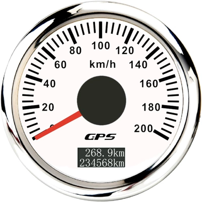 automobile instrument Ship Gps Speedometer 52mm - silver-edge-white-background-200kmh