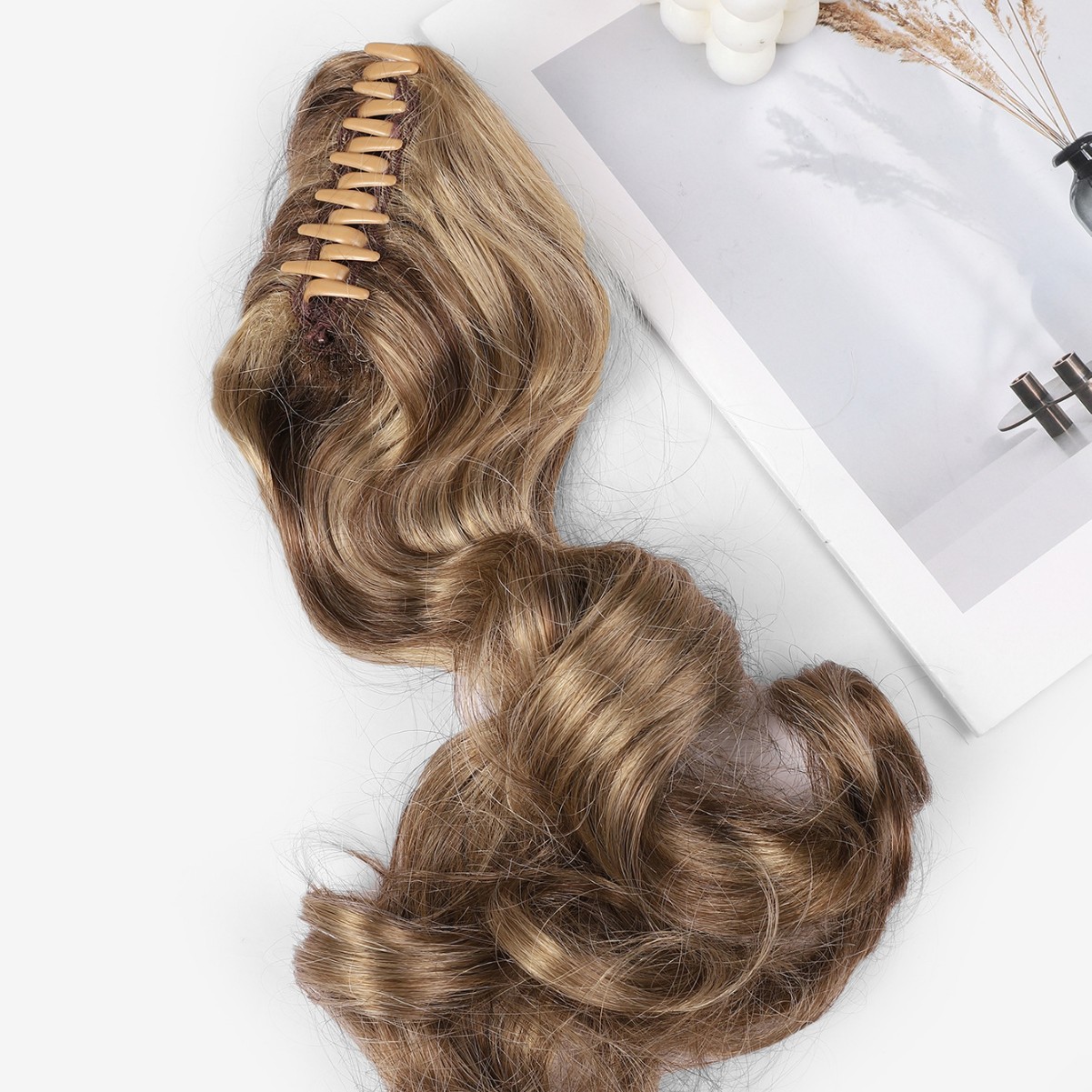 Cauda de caballo grande ondulado mujer simulación de cabello humano americano dulce picante alta trenza de cabello rizado natural gran clip de agarre caballo