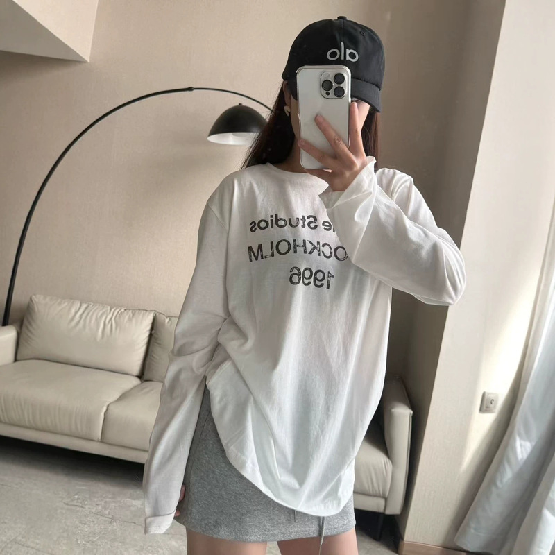 Ac Internet Celebrity Style American 1996 Lettered Long-Sleeve T-Shirt Sun Protection Base Layer