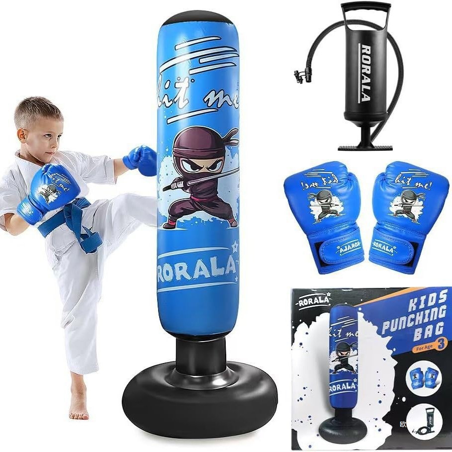 Children's Inflatable Boxing Bag, with Boxing Gloves 66inch Children's Boxing Punching Bag Boxing Column