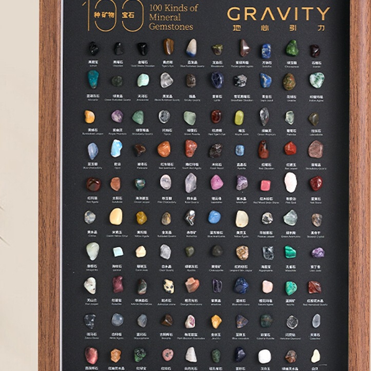 Earth Gravity Original Natural Crystal Ore Specimen Solid Wood Photo Frame Ornament Table Creative Gift