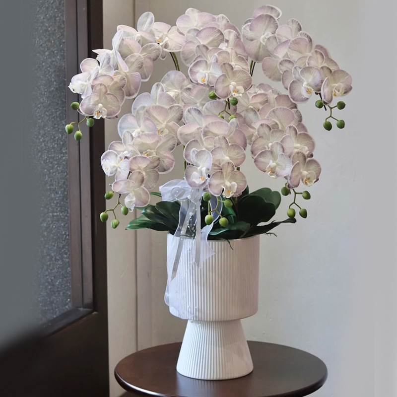 Orquídeas de mariposa de color perla francesa cerámica de gran calibre, orquídeas de hibisco domésticas, vasijas especiales para regalos de vivienda