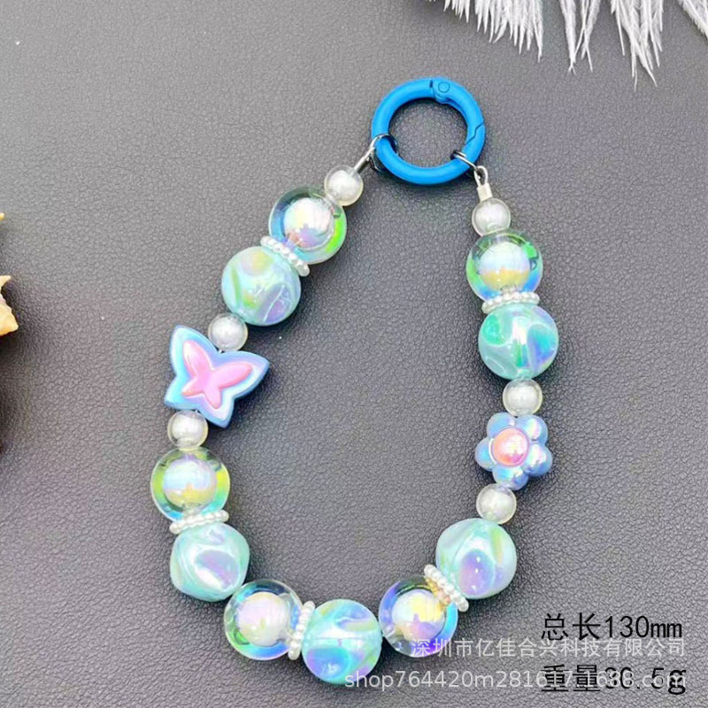 Nuevo acrílico de color dopamina cuentas mariposa flor móvil cadenas colgante cadena de transmisión en vivo colgante llavero colgante