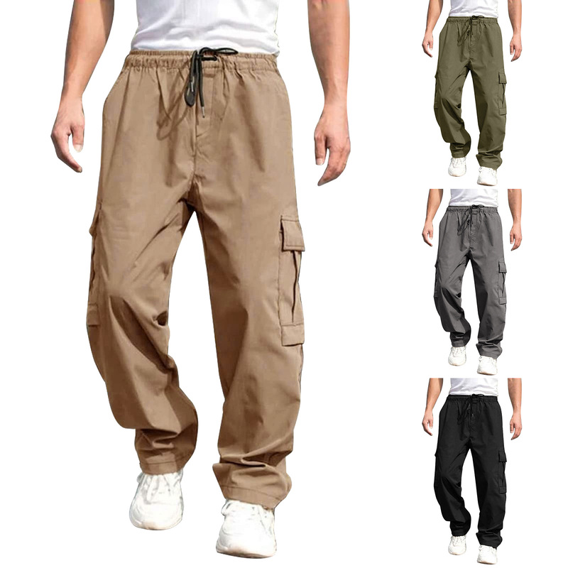 2023 Amazon Summer Youth Casual Pants European and American Plus Size Men's Loose Straight Casual Trousers Men