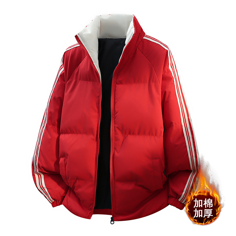 Tres barras transfronterizas de cuello vertical de pluma de algodón hombre otoño invierno suelto engrosado abrigo de algodón caliente chaqueta de algodón de hombre