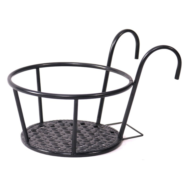Balcony Flower Stand Wrought Iron Railing Hanging Flower Pot Hanger Green Radish Succulent Hanging Orchid Shelf Bonsai Storage Rack
