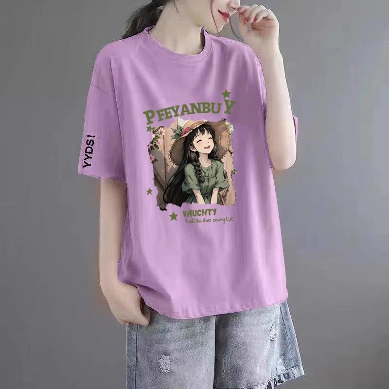 150kg 太った女の子プラスサイズの女性のルーズボトムシャツ女性の半袖 Tシャツホットガールカバー腹脂肪 mm 夏服|undefined