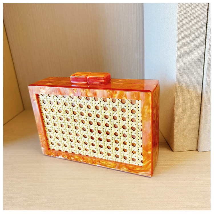 New fashionable green wicker acrylic bag for cross-border foreign trade women, evening bag, single-shoulder crossbody banquet clutch undefined