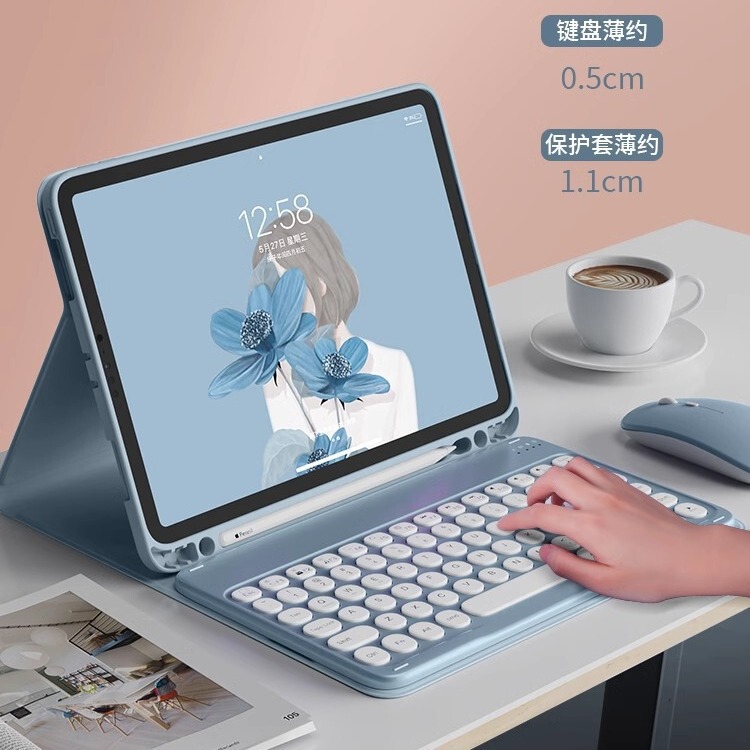 Suitable for 2025 Apple iPad 10/11 Generation Round Cap Bluetooth Keyboard Protective Cover Tablet Air6 with Pen Slot Anti-Fall