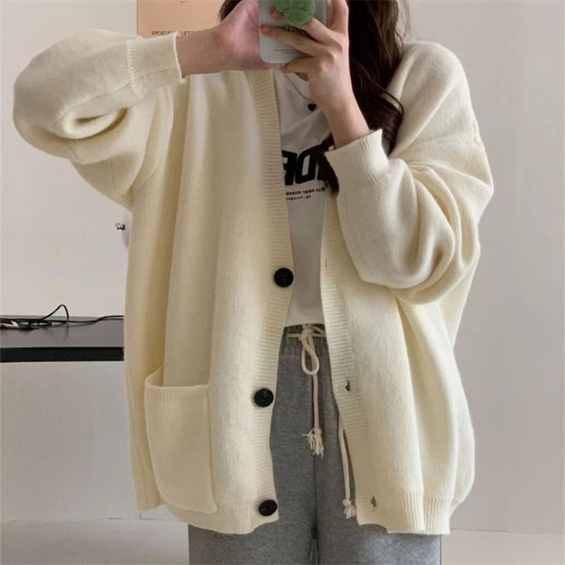 Cross-border gran color sólido cardigan de punto de mujer otoño invierno nuevo diseño para usar suéter de viento suave pegajoso suelto image 7