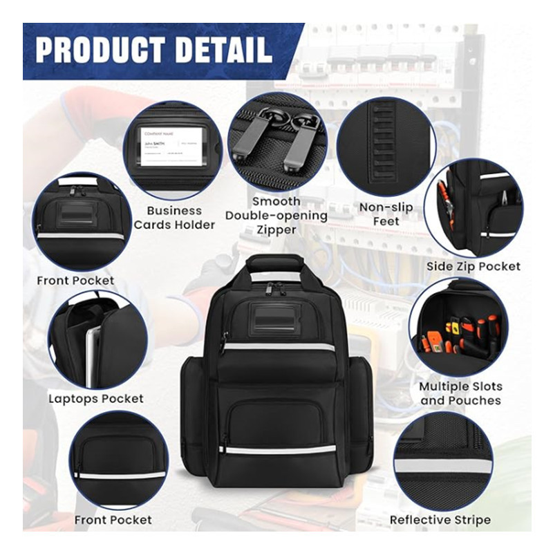Nuevo estilo transfronterizo de tela Oxford gruesa y resistente al desgaste, mochila para herramientas, bolsa de almacenamiento, mochila para herramientas pesadas