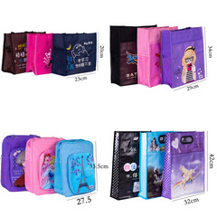 Non-woven student tutoring bag Oxford cartoon color printed bag flat mouth punched zipper handbag wholesale