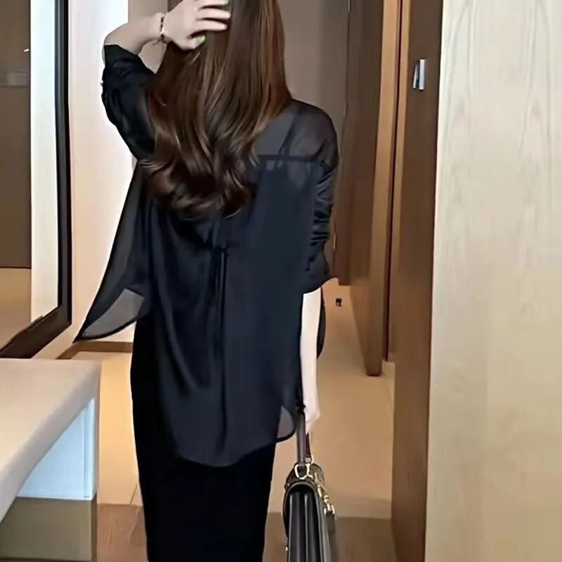 2026 New Chiffon Top Summer Niche Design Plus-Size Sun-Protective Shirt Women's Summer Thin Jacket Shirt 2026 New Chiffon Top Summer Niche Design Plus-Size Sun-Protective Shirt Women's Summer Thin Jacket Shirt