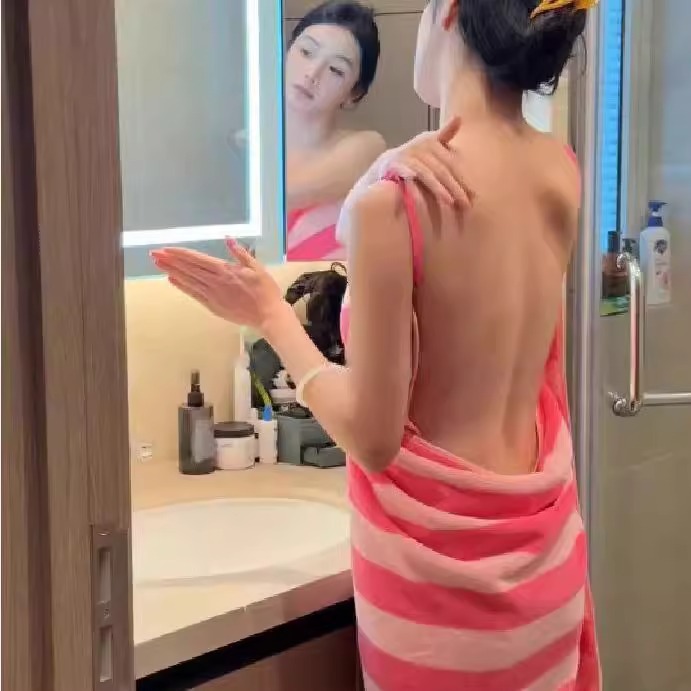 2025新款条纹纯棉纱皱布睡衣女春秋季夏天浴巾睡裙吊带性感家居服