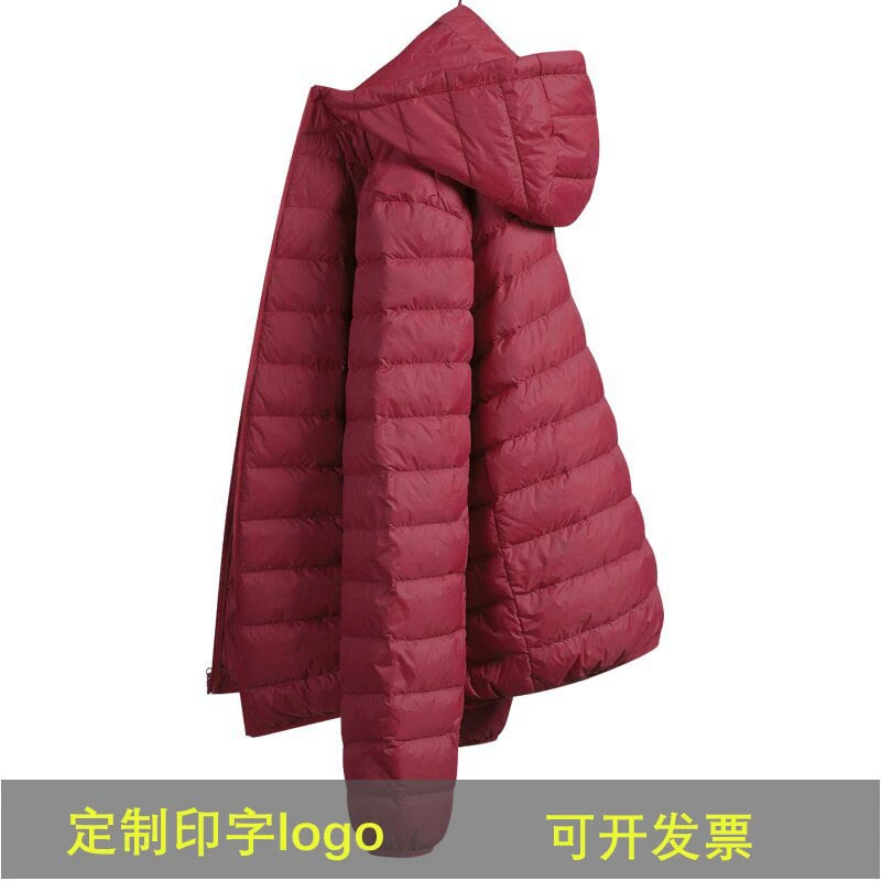 Осенний и зимний легкий пуховик с капюшоном Теплые тонкие пары пальто для продажи рабочей одежды