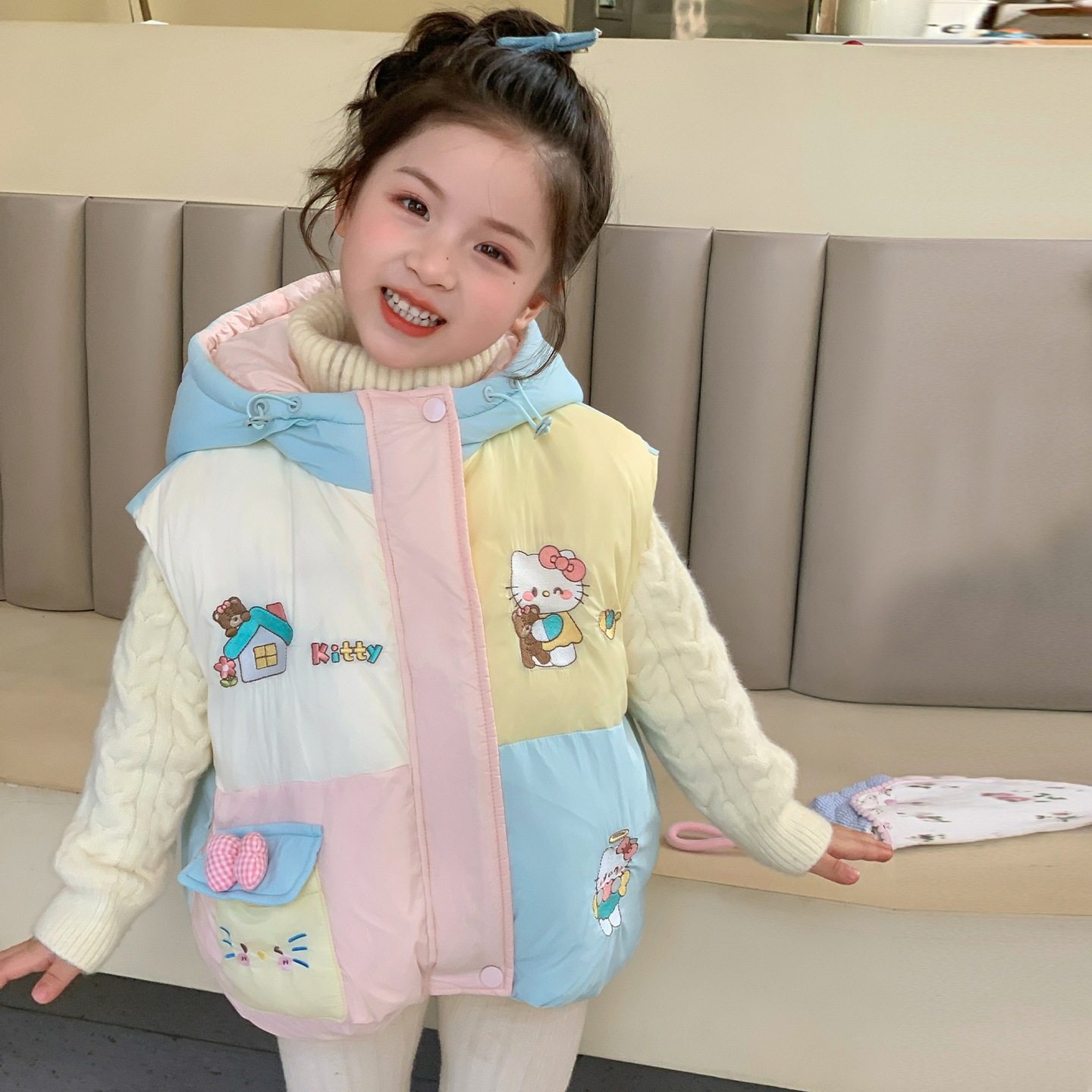 Niños engrosados chaleco otoño invierno 2025 nuevo bebé con capuz chaleco de algodón niñas vestidos de invierno