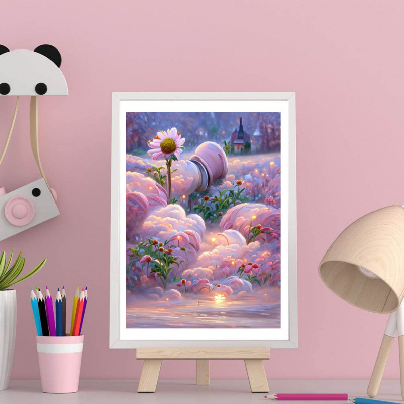 Flores paisajísticas llenas de diamante DIY pintura de diamante hecha a mano Rubik cuadrado conjunto de pegatinas de diamante cross-border DIY pintura de diamante hecha a mano