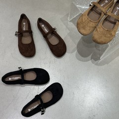 2025年新款晚晚风圆头芭蕾舞浅口单鞋仙女鞋子配裙子平底奶奶鞋
