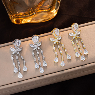 European and American new retro tassel earrings light luxury high-end summer earrings banquet dress accessories long earrings for women