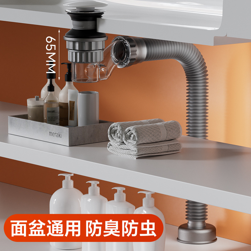 Lavabo Cerámica Blanco Bouncing Deslizador de agua Lavabo Lavabo Sifón Desodorante Reproducción de artefacto de agua tipo prensa