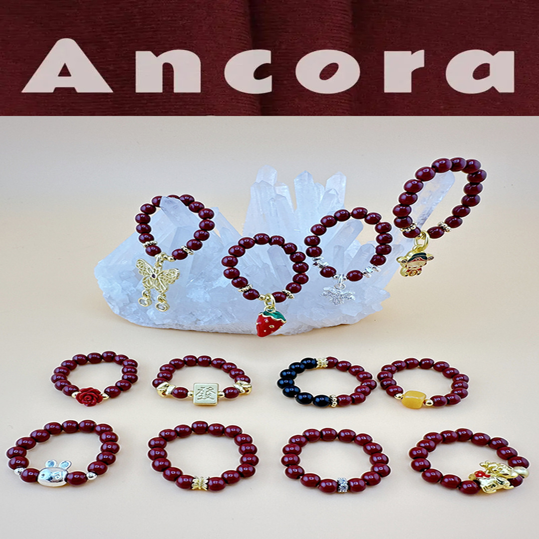 CINNABAR CINNABAR ANCORA RED NATIONAL FASHION DESIGN TREND NET 축하 인생의 해를 스탬핑 로프 비즈 링 패션