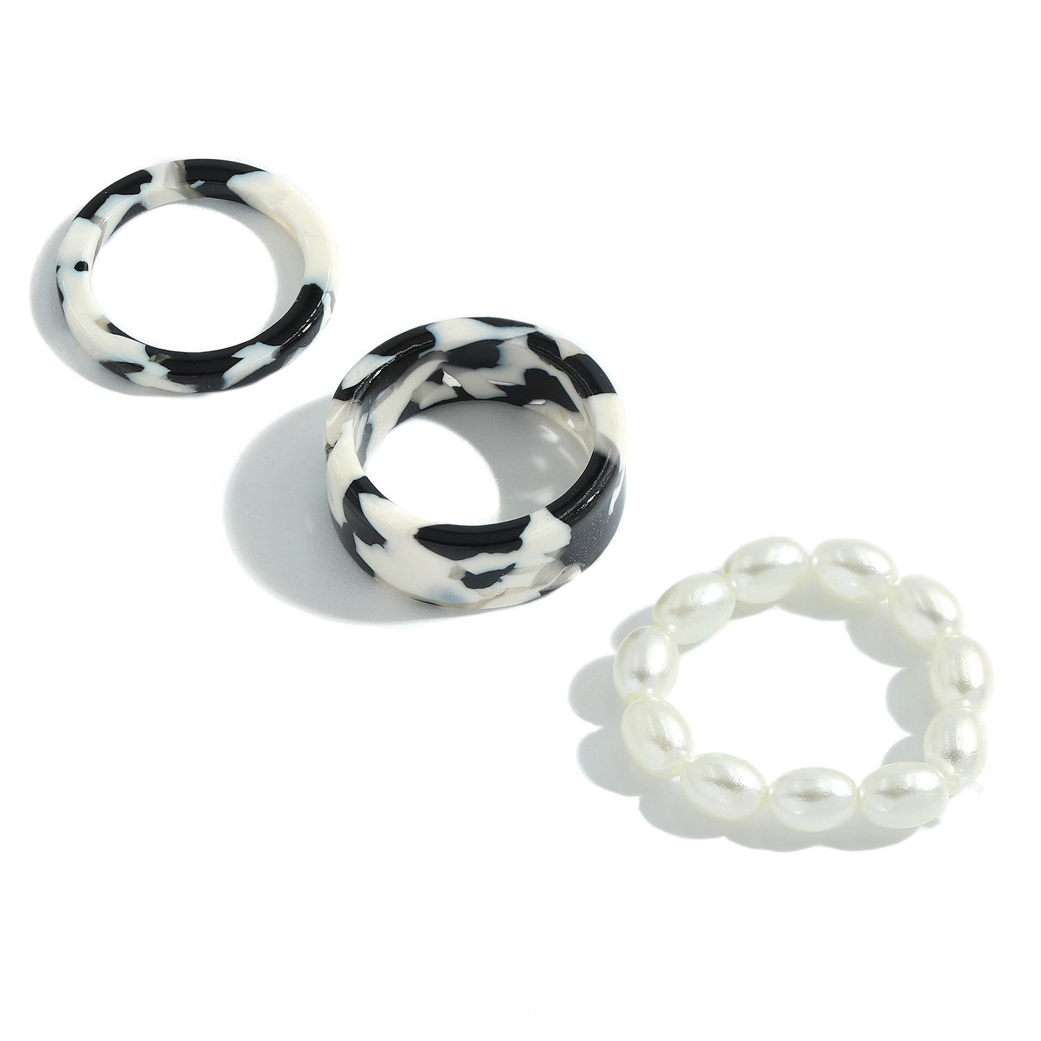 Korean Acrylic Pearl Ring Set display picture 11