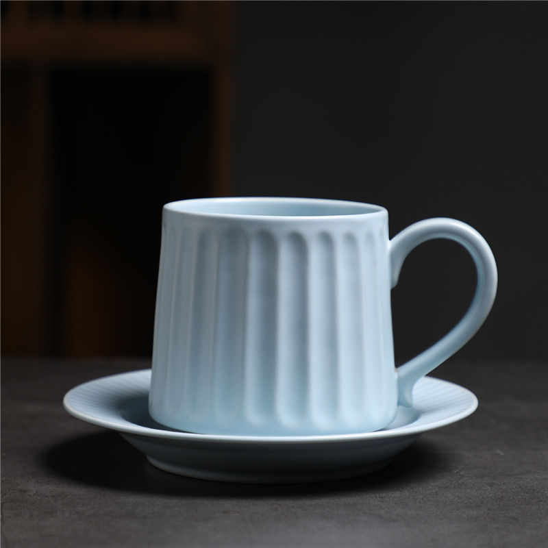 Estilo japonés vintage de cerámica taza de café y platillo traje creativo regalo taza de té de la tarde taza de café de gres