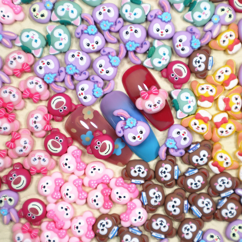 Nail art cartoon accessories star Dailu strawberry bear Sherry Rose resin nail stick drill diy phone case Wholesale