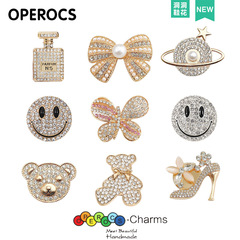 高級感鑲鑽洞洞鞋鞋花配飾金屬合金裝飾扣寶石DIY鞋扣跨境電商