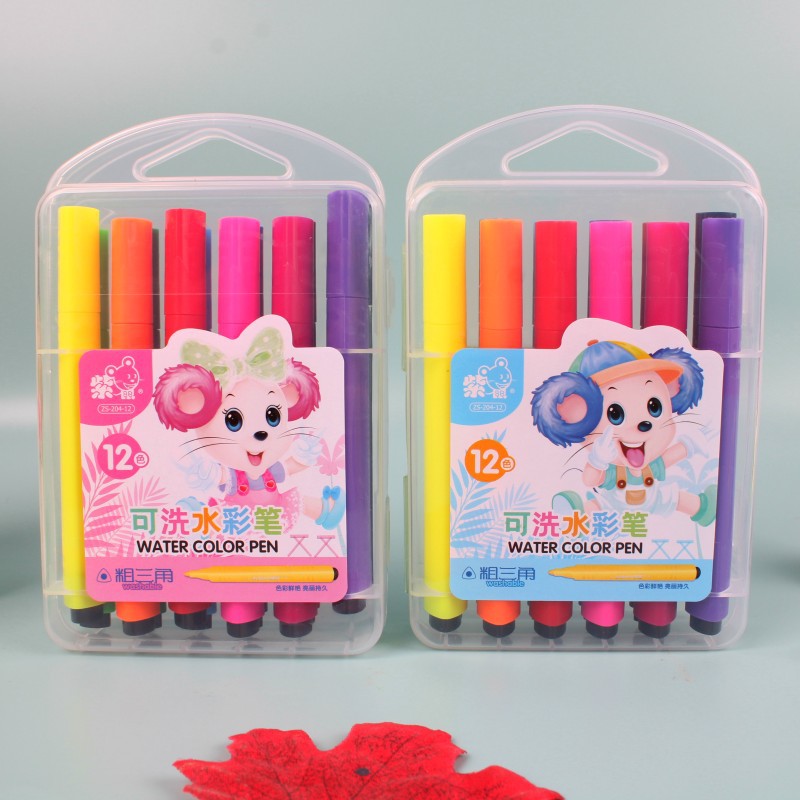 Púrpura ratón triángulo varilla de gran capacidad acuarela pluma kindergarten arte pintura color pluma traje estudiante acuarela color pluma