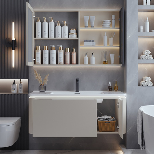Yida Factory Direct Sales Bathroom Washbasin Bathroom Wall Cabinet Arc Bathroom Cabinet Ceramic Integrated Basin