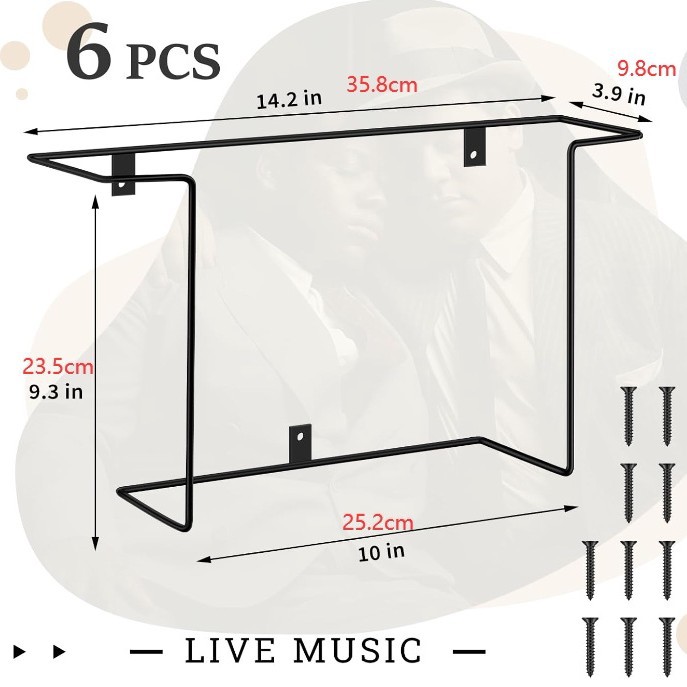 American-Style Wall-Mounted Record Player Multi-Purpose Metal Iron Magazine Storage Rack Coffee Shop Display Set