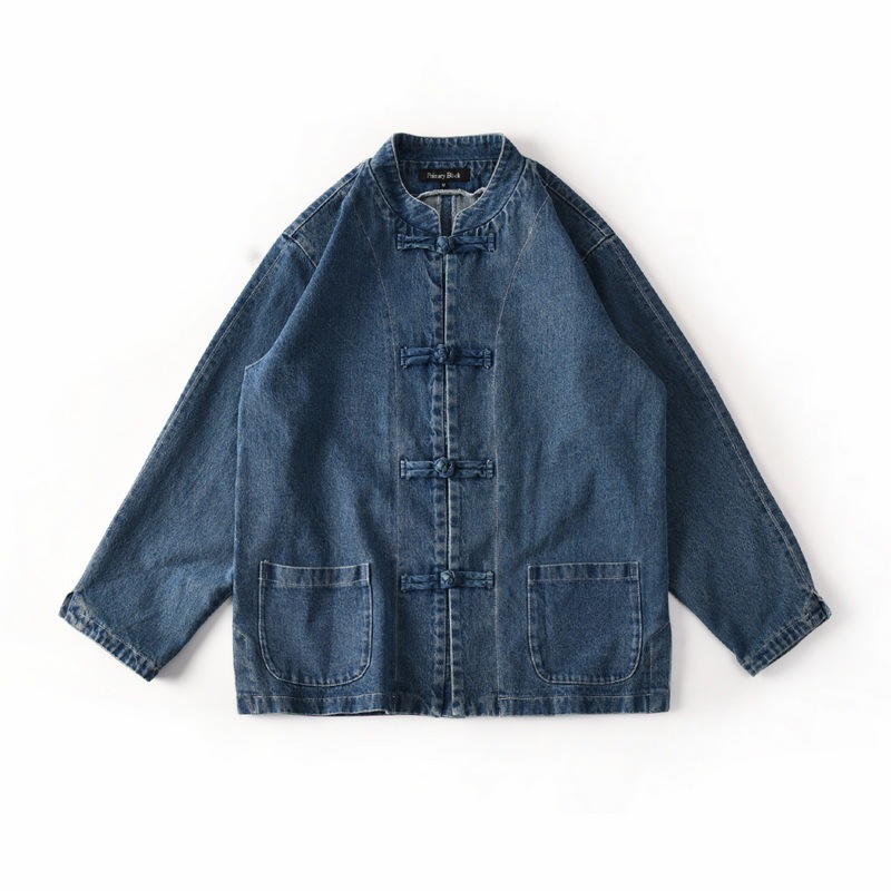 Fashion Spring and Autumn Chinese Style Retro Nostalgic Denim Jacket Men's Denim Top Shirt Coat Fashion Spring and Autumn Chinese Style Retro Nostalgic Denim Jacket Men's Denim Top Shirt Coat