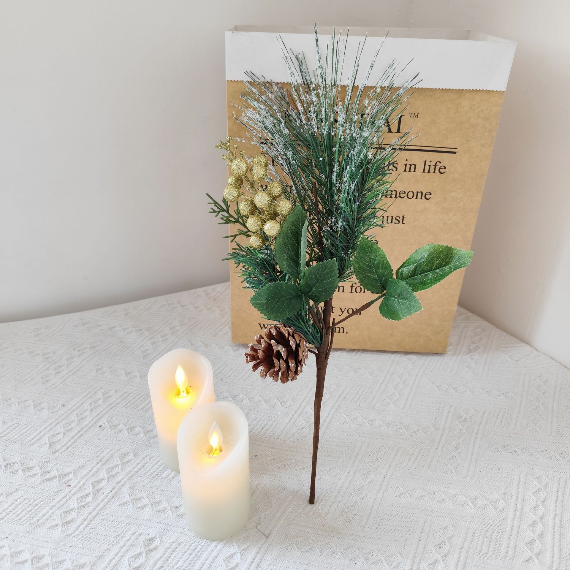Simulación de ramas de pino decoración de navidad árbol de navidad accesorios hechos a mano decoración para el hogar accesorios de plantación ecológica transfronteriza