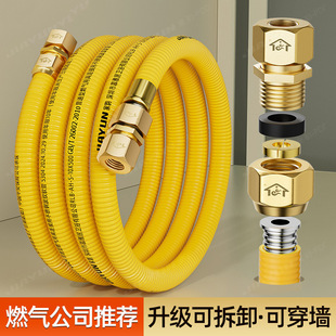 Copper Head Stainless Steel Gas Corrugated Pipe Natural Gas Water Heater Pipeline Explosion-Proof Special Connection Gas Pipe Delivery