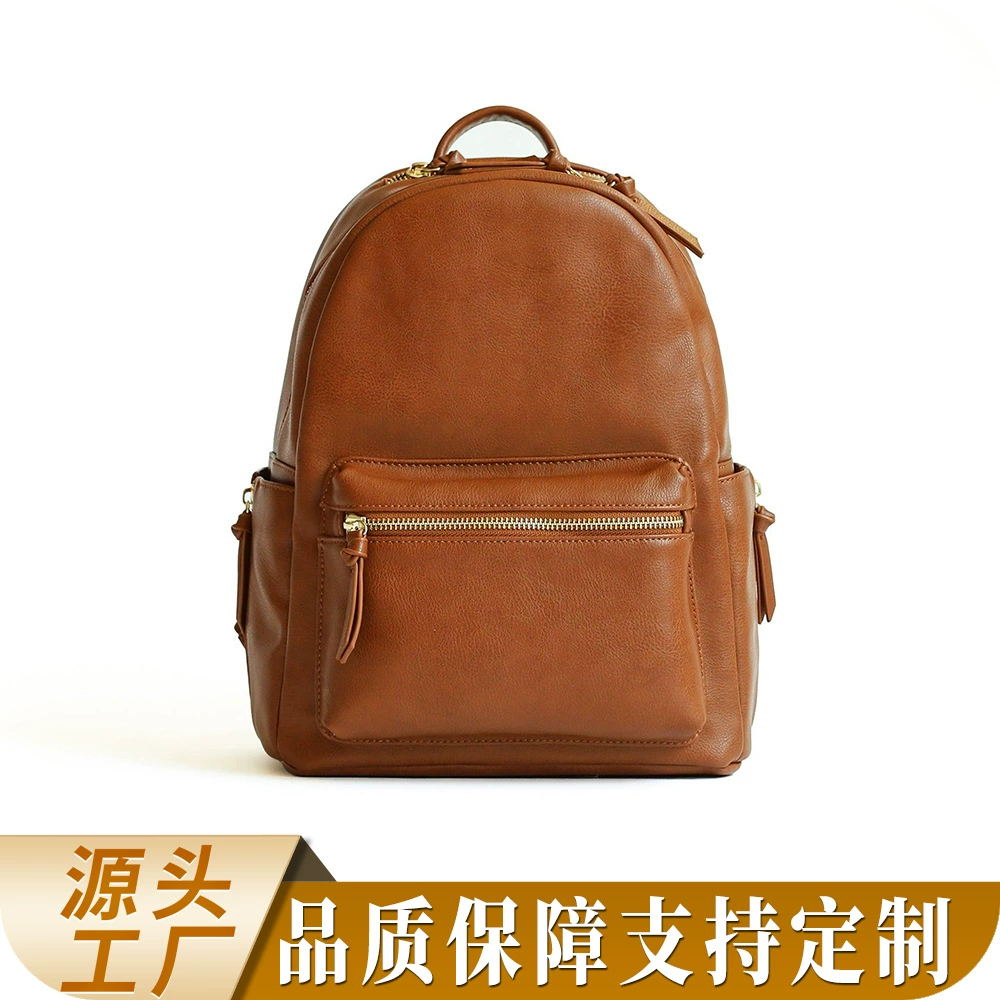 Оптовая сумка-рюкзак для подгузников с пеленальной подкладкой, роскошная сумка-органайзер для мамы из искусственной кожи для детских принадлежностей