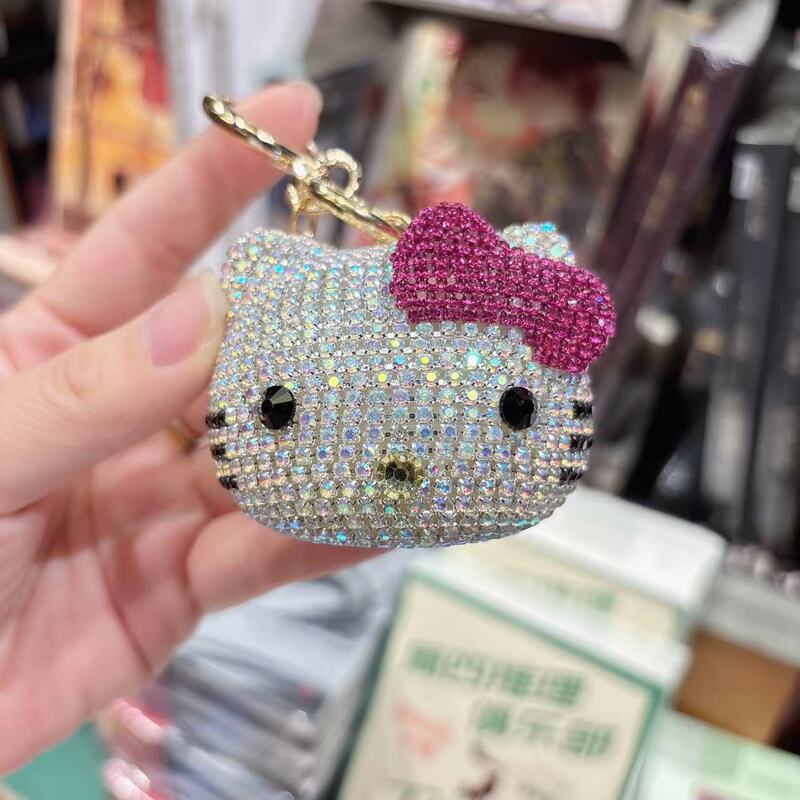 外贸热销镶钻凯蒂猫钥匙扣包包挂件跨境汽车钥匙链女生背包小挂饰|undefined