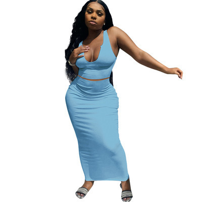 V-neck camisole suit sleeveless long dress NSYF62640