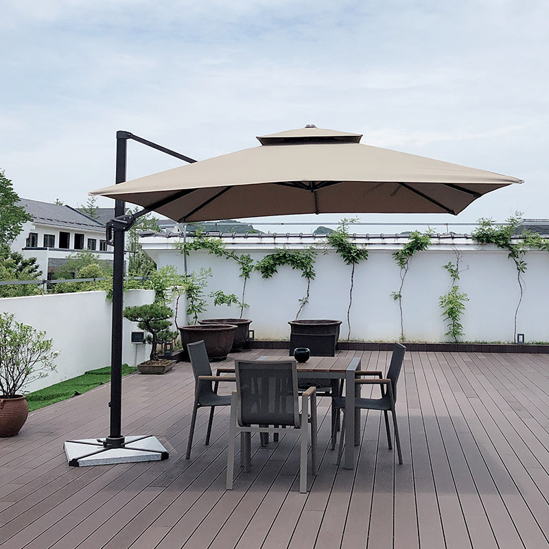 Mesa y silla de patio al aire libre Jardín al aire libre terraza diseño impermeable Mesa larga Hotel Villa Residencial Mesa y silla de teca combinación