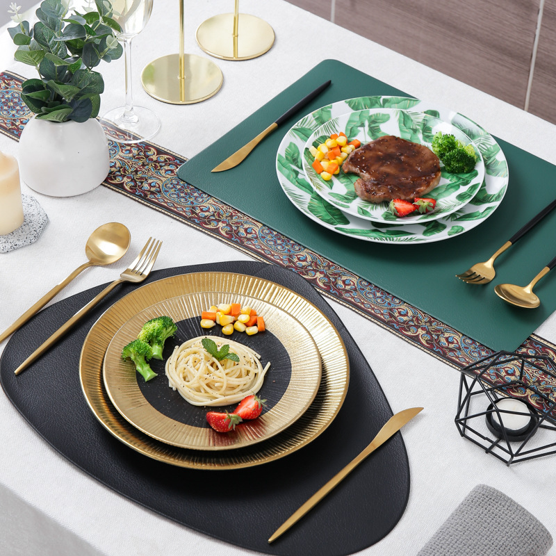European-style Ceramic Western-style Steak Plate Knife and Fork Combination Model Room Set Table Light Luxury Tableware Set Hotel Ornaments