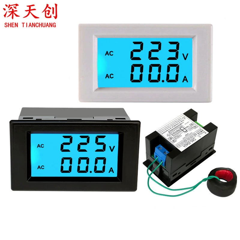 D85-2042A Двойной дисплей, двухцветный ЖК-цифровой вольтметр переменного тока, цифровой дисплей, амперметр 80-500 В, 100 А
